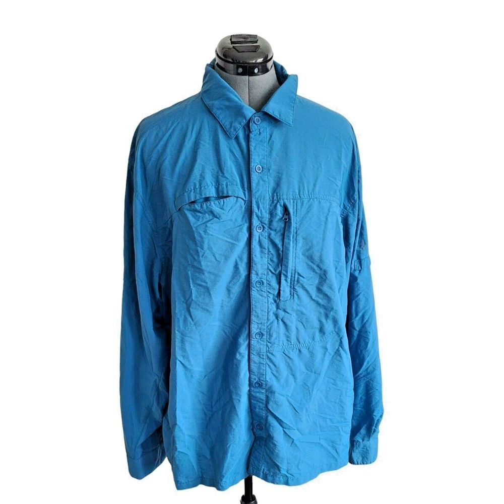 Mountain Hardwear Mens Blue Long Sleeve Ventilated Hiking Fishing Shirt Large